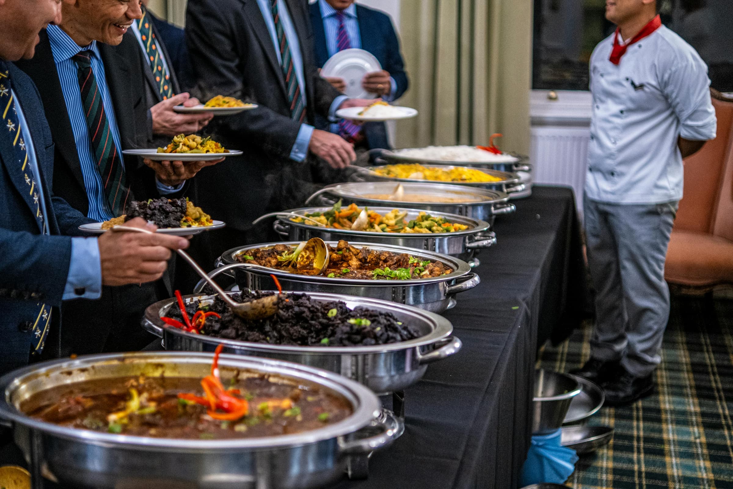 Catering team setting up an off-premise event